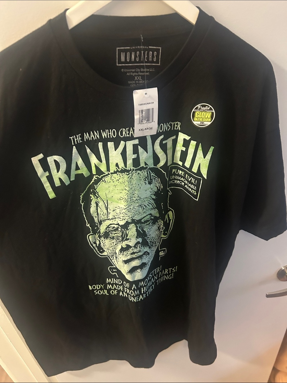 Frankenstein Glow-In-The-Dark Graphic T-Shirt - Black/Green size XXL